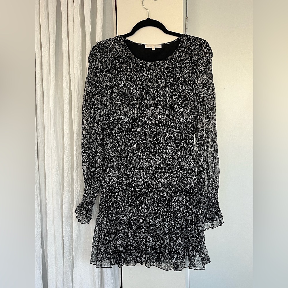 LoveShackFancy Silk long sleeve mini dress